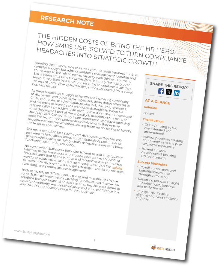 3Sixty Insights - Research Note - How SMBs Use isolved to Turn Compliance Headaches into Strategic Growth - Thumbnail Angled