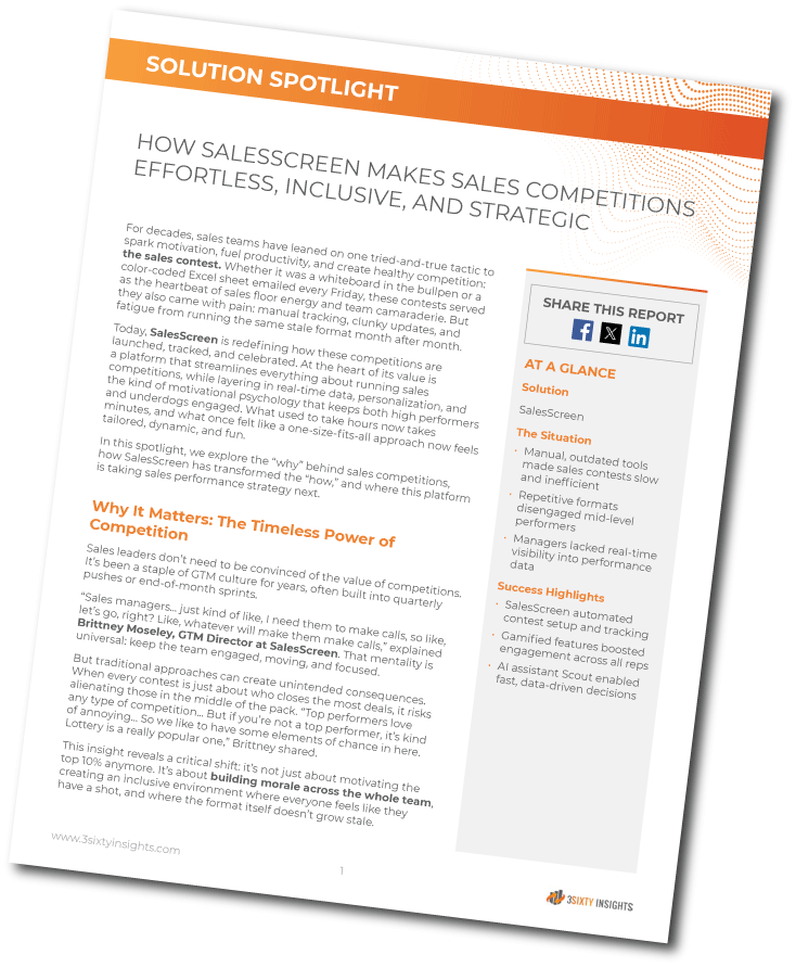 3Sixty Insights - Solution Spotlight - How SalesScreen Makes Sales Competitions Effortless Inclusive and Strategic - Thumbnail Angled