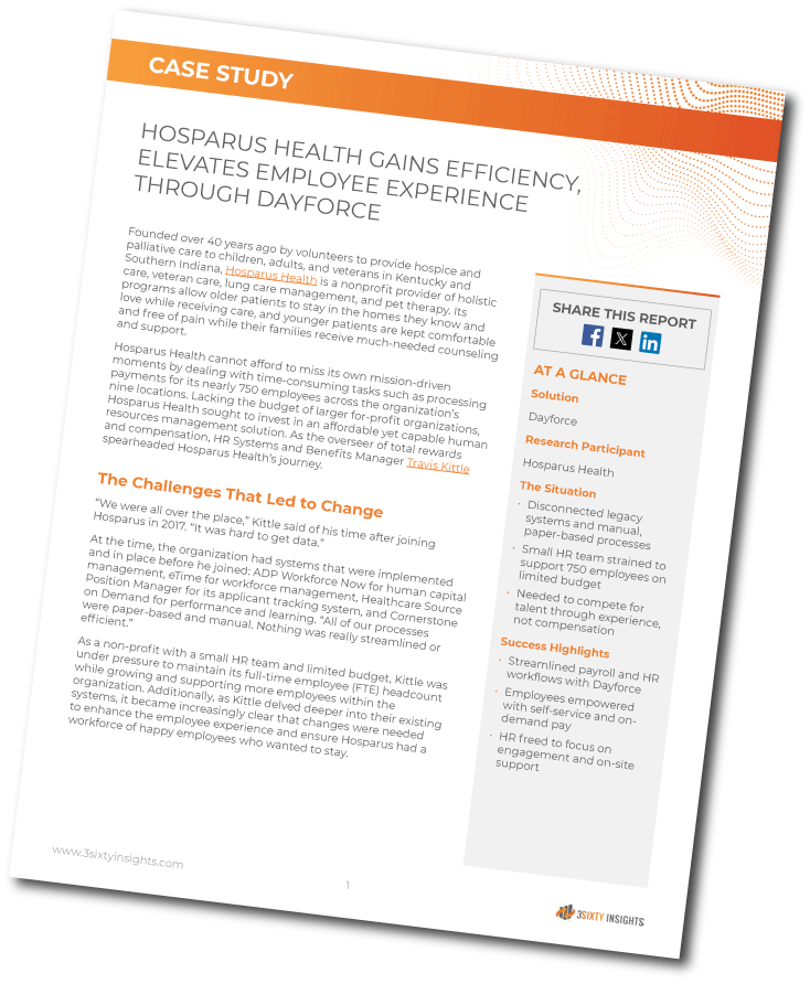 3Sixty Insights - Hosparus Health Gains Efficiency, Elevates Employee Experience Through Dayforce - Thumbnail Angled
