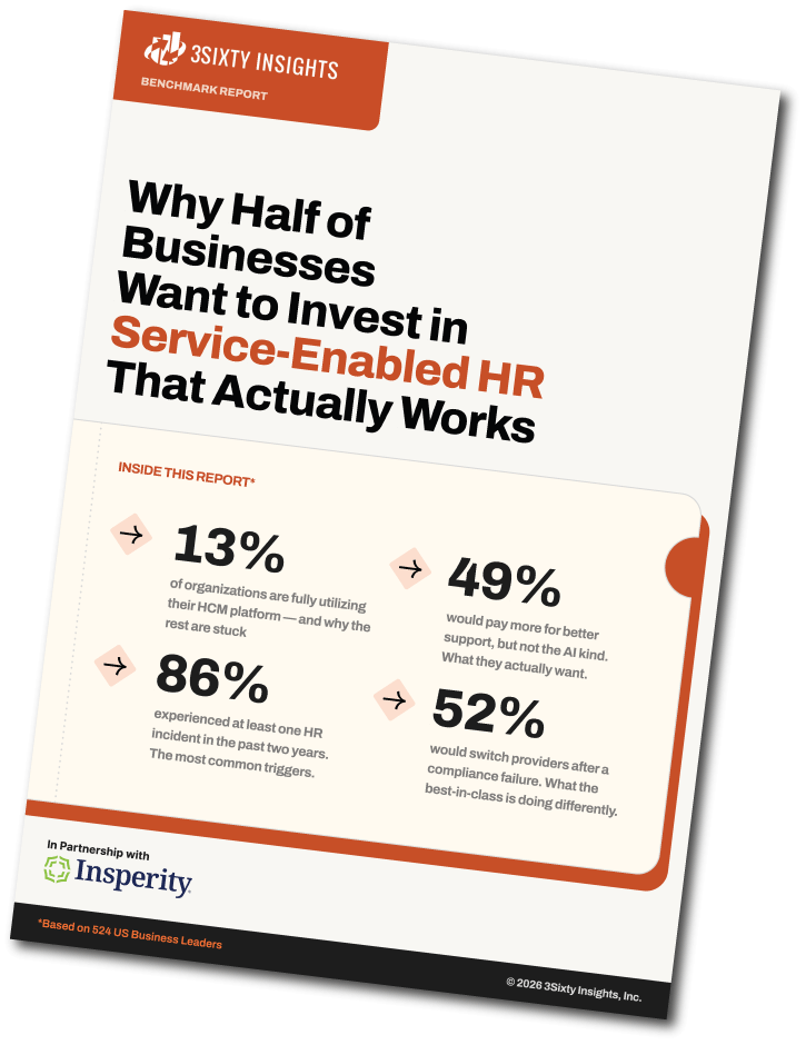 3Sixty Insights – Benchmark Report – Why Half of Businesses Want to Invest in Service-Enabled HR - Thumbnail Angled