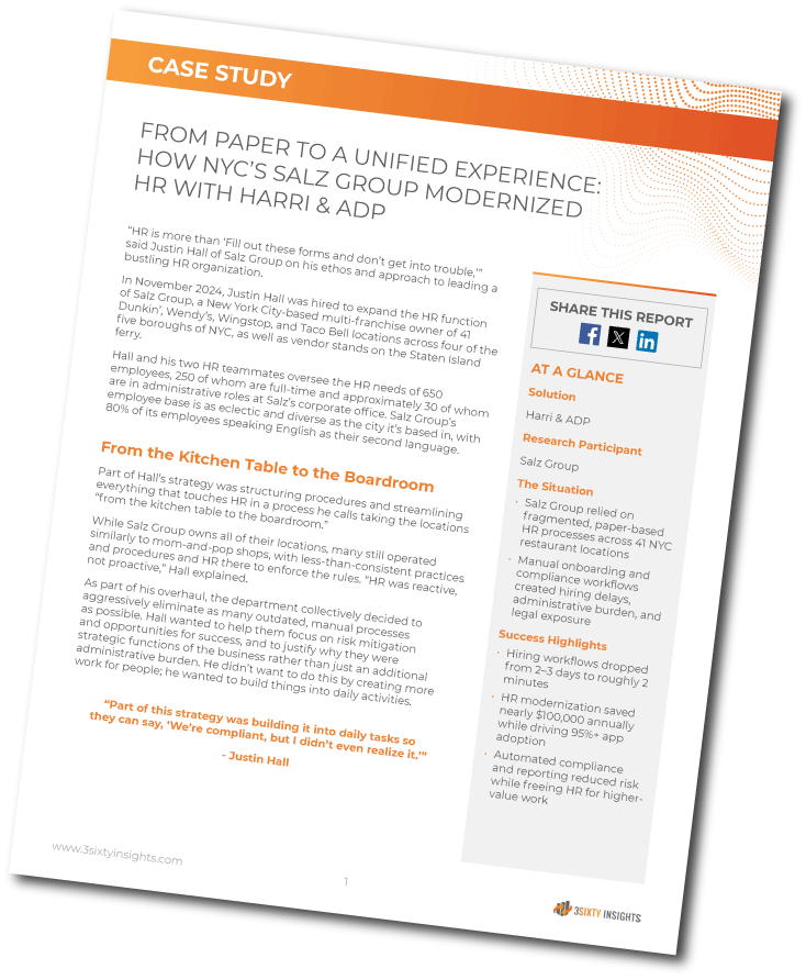 3Sixty Insights - CS - From Paper to a Unified Experience - How NYC’s Salz Group Modernized HR with Harri & ADP - Thumbnail Angle