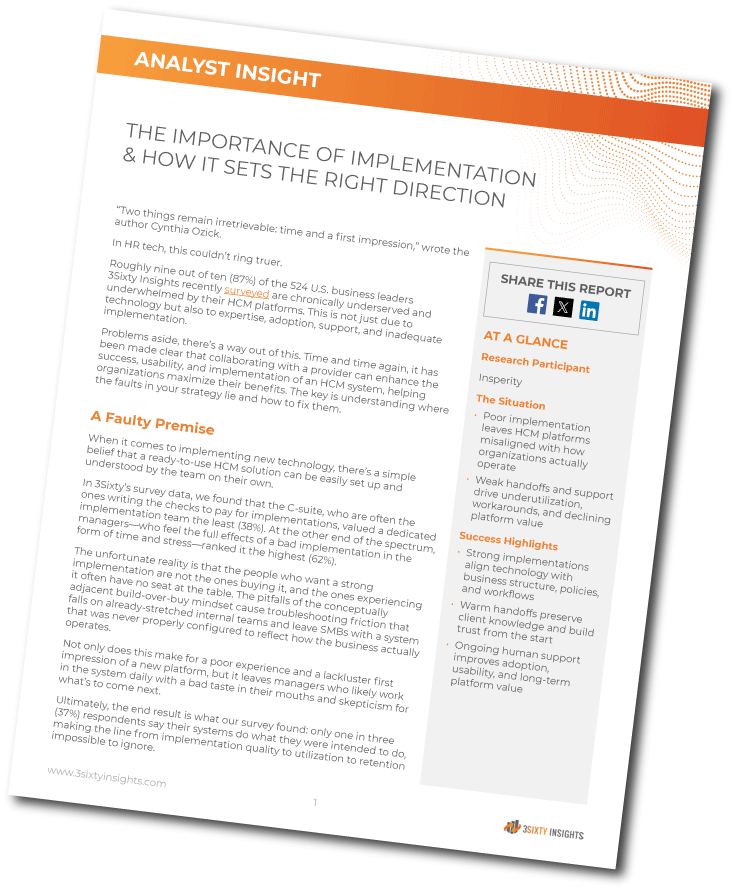 3Sixty Insights - Analyst Insight - The Importance of Implementation in HCM - Thumbnail Angled
