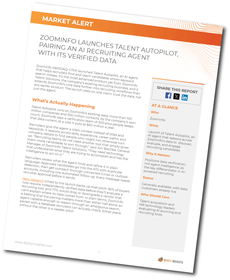 Market Alert - Zoominfo Launches Talent Autopilot, Pairing an AI Recruiting Agent - Thumbnail Angled